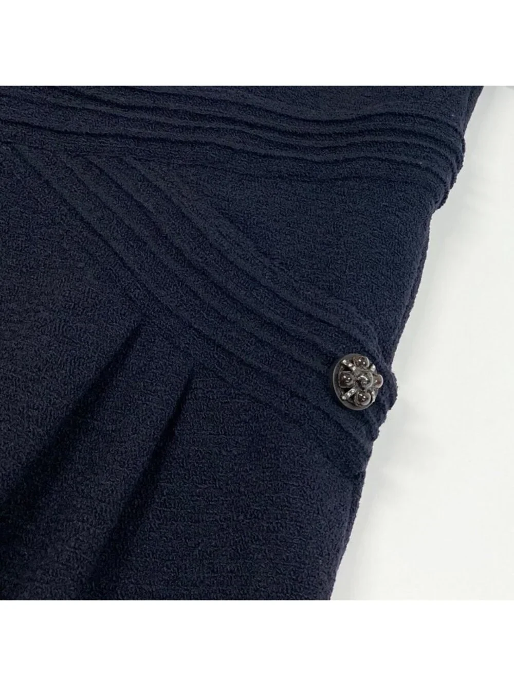 Chanel Short Sleeve Dress Gripoix Button 34 Black